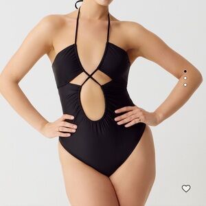 J. Crew Cutout Halter One Piece Swimsuit